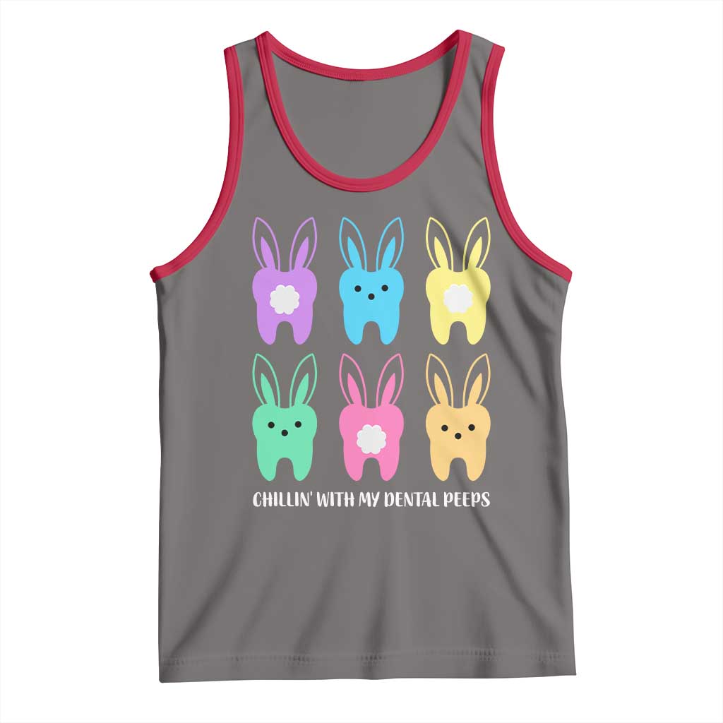 Easter Dentist Tank Top Chilling With My Dental Peeps Bunny TS10 Deep Heather Red Print Your Wear