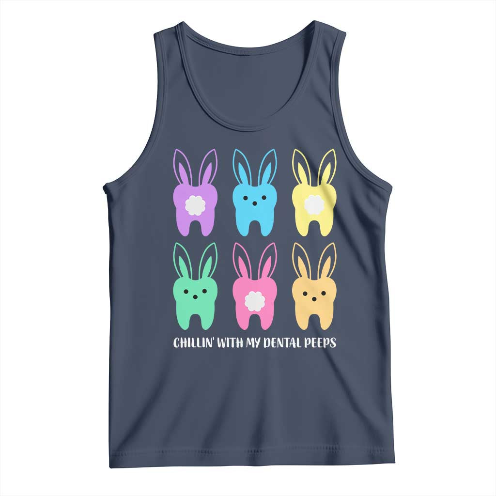 Easter Dentist Tank Top Chilling With My Dental Peeps Bunny TS10 Navy Print Your Wear