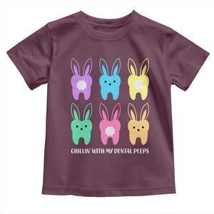 Easter Dentist Toddler T Shirt Chilling With My Dental Peeps Bunny TS10 Maroon Print Your Wear