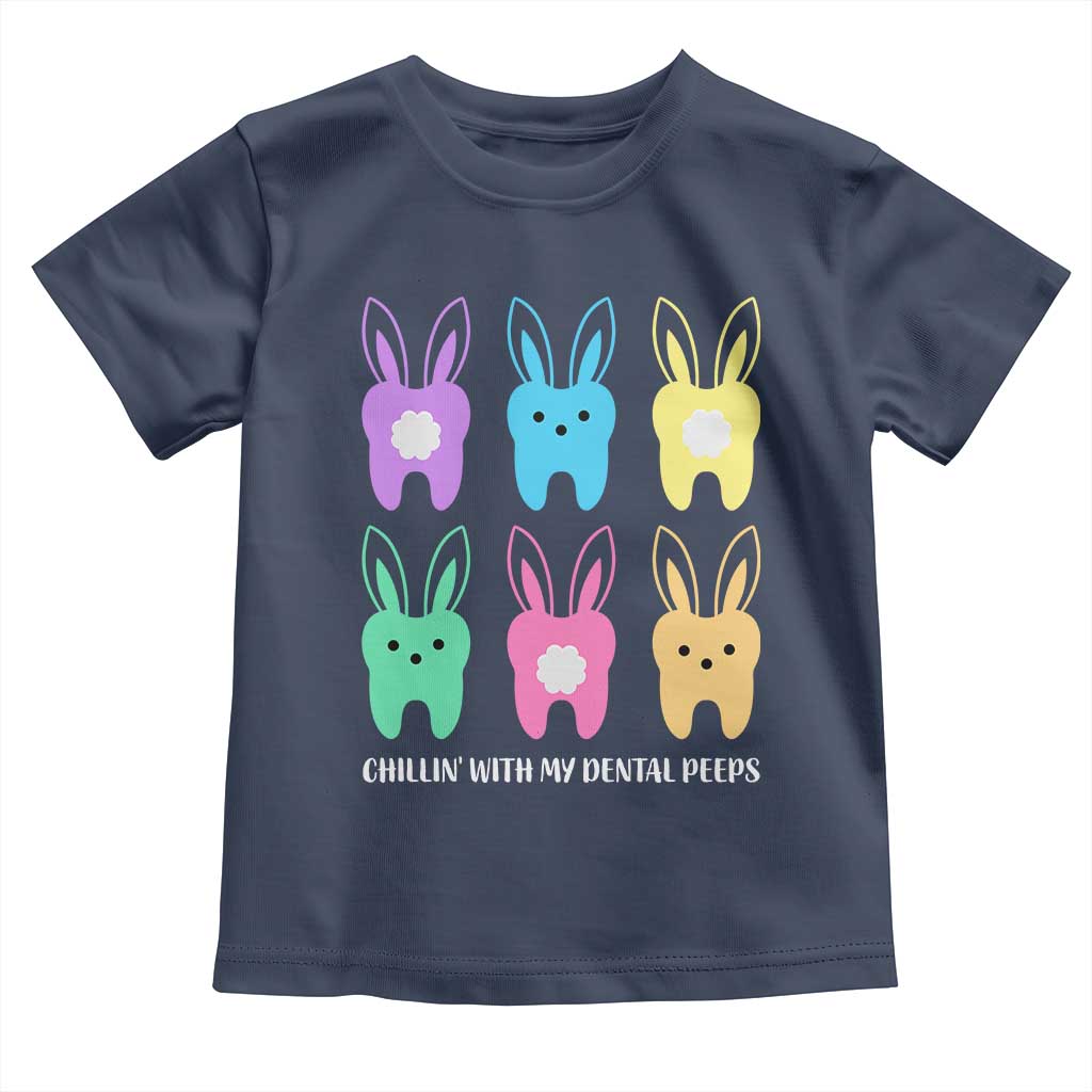 Easter Dentist Toddler T Shirt Chilling With My Dental Peeps Bunny TS10 Navy Print Your Wear
