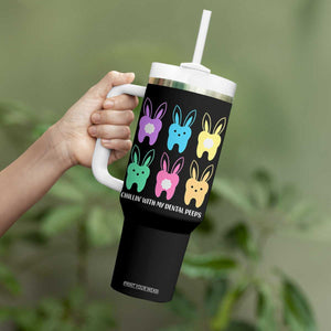 Easter Dentist Tumbler With Handle Chilling With My Dental Peeps Bunny TS10 Print Your Wear