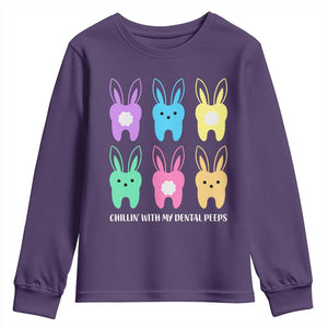 Easter Dentist Youth Sweatshirt Chilling With My Dental Peeps Bunny TS10 Purple Print Your Wear