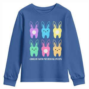 Easter Dentist Youth Sweatshirt Chilling With My Dental Peeps Bunny TS10 Royal Blue Print Your Wear