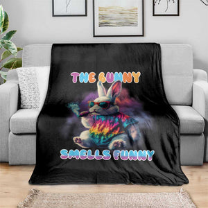 Happy 420 Easter Throw Blanket Funny Smoking Easter Bunny Smells Funny Easter TS10 Print Your Wear