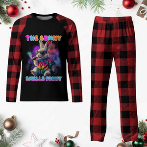Happy 420 Easter Plaid Pajama Set Funny Smoking Easter Bunny Smells Funny Easter TS10 Buffalo Plaid Print Your Wear