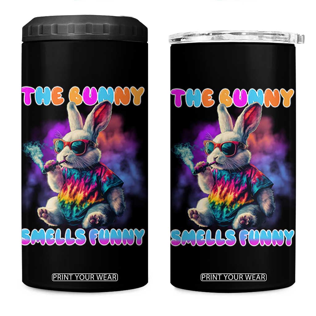 Happy 420 Easter 4 in 1 Can Cooler Tumbler Funny Smoking Easter Bunny Smells Funny Easter TS10 One Size: 16 oz Black Print Your Wear