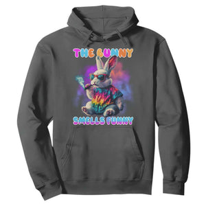 Happy 420 Easter Hoodie Funny Smoking Easter Bunny Smells Funny Easter TS10 Dark Heather Print Your Wear