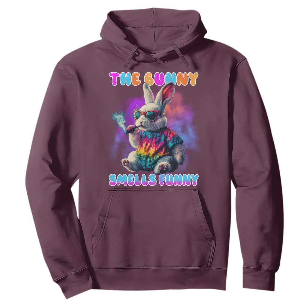 Happy 420 Easter Hoodie Funny Smoking Easter Bunny Smells Funny Easter TS10 Maroon Print Your Wear
