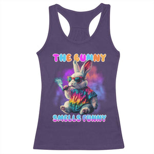 Happy 420 Easter Racerback Tank Top Funny Smoking Easter Bunny Smells Funny Easter TS10 Purple Print Your Wear
