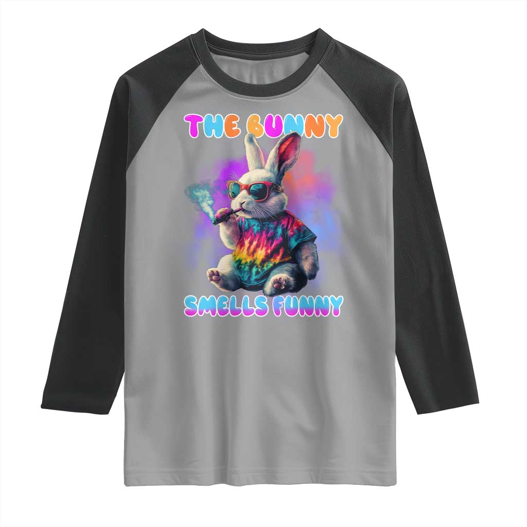 Happy 420 Easter Raglan Shirt Funny Smoking Easter Bunny Smells Funny Easter TS10 Sport Gray Black Print Your Wear