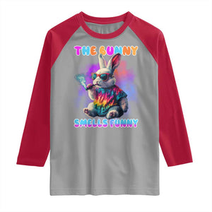 Happy 420 Easter Raglan Shirt Funny Smoking Easter Bunny Smells Funny Easter TS10 Sport Gray Red Print Your Wear