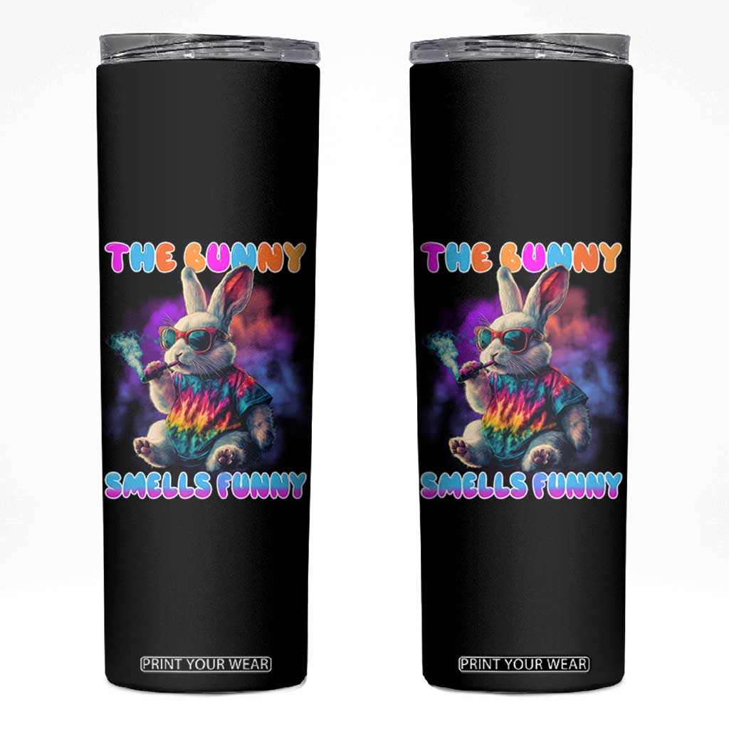 Happy 420 Easter Skinny Tumbler Funny Smoking Easter Bunny Smells Funny Easter TS10 Black Print Your Wear
