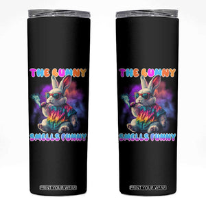 Happy 420 Easter Skinny Tumbler Funny Smoking Easter Bunny Smells Funny Easter TS10 Black Print Your Wear