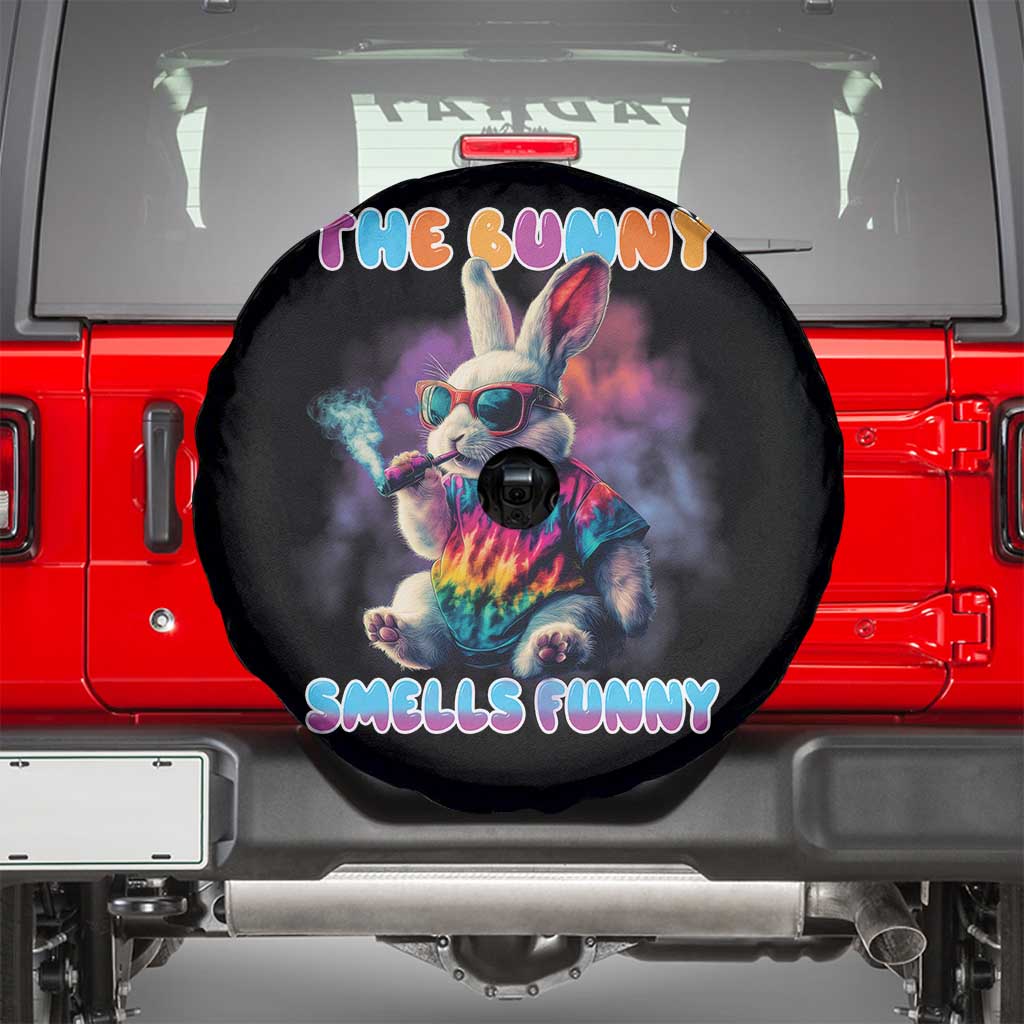 Happy 420 Easter Spare Tire Cover Funny Smoking Easter Bunny Smells Funny Easter TS10 Black Print Your Wear