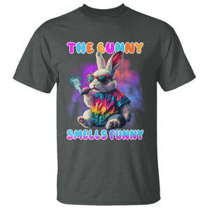 Happy 420 Easter T Shirt Funny Smoking Easter Bunny Smells Funny Easter TS10 Dark Heather Print Your Wear