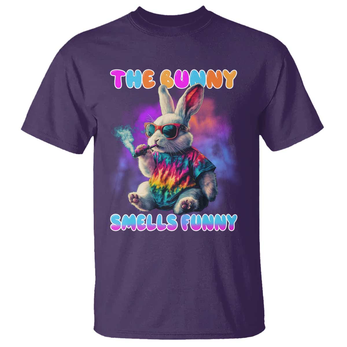 Happy 420 Easter T Shirt Funny Smoking Easter Bunny Smells Funny Easter TS10 Purple Print Your Wear