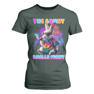 Happy 420 Easter T Shirt For Women Funny Smoking Easter Bunny Smells Funny Easter TS10 Dark Forest Green Print Your Wear