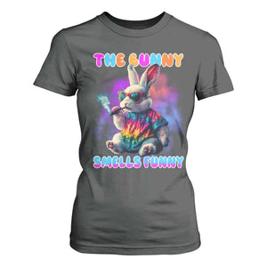 Happy 420 Easter T Shirt For Women Funny Smoking Easter Bunny Smells Funny Easter TS10 Dark Heather Print Your Wear