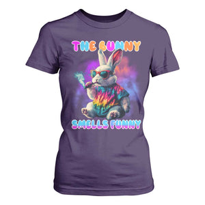 Happy 420 Easter T Shirt For Women Funny Smoking Easter Bunny Smells Funny Easter TS10 Purple Print Your Wear