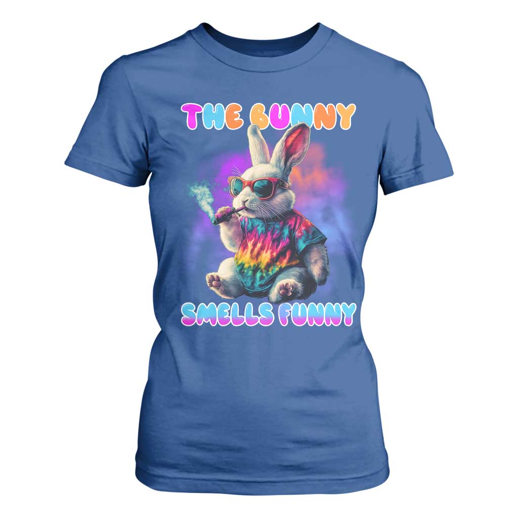 Happy 420 Easter T Shirt For Women Funny Smoking Easter Bunny Smells Funny Easter TS10 Royal Blue Print Your Wear