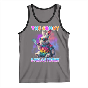 Happy 420 Easter Tank Top Funny Smoking Easter Bunny Smells Funny Easter TS10 Deep Heather Black Print Your Wear