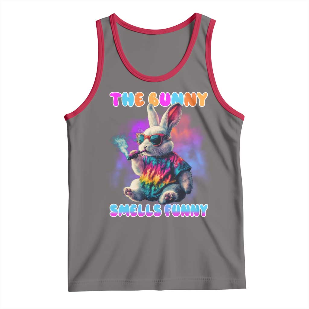 Happy 420 Easter Tank Top Funny Smoking Easter Bunny Smells Funny Easter TS10 Deep Heather Red Print Your Wear