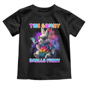Happy 420 Easter Toddler T Shirt Funny Smoking Easter Bunny Smells Funny Easter TS10 Black Print Your Wear