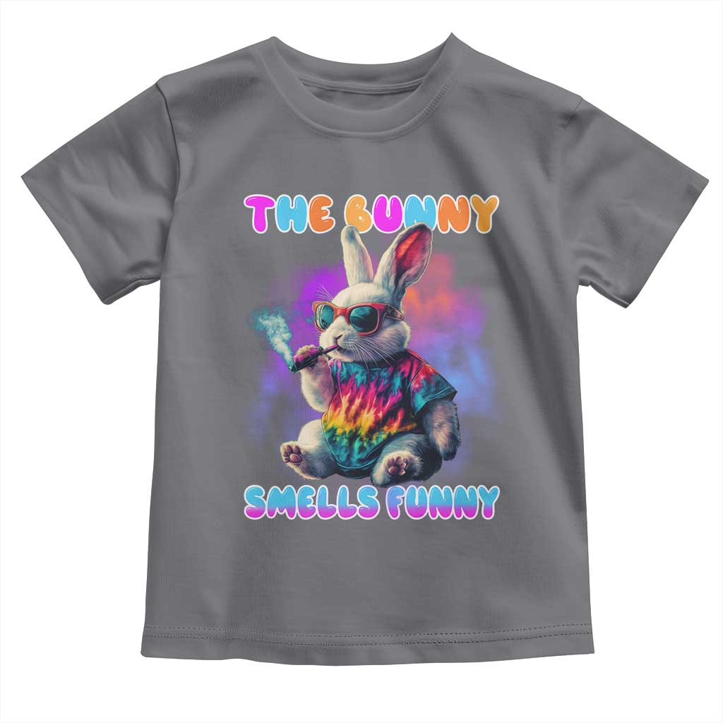 Happy 420 Easter Toddler T Shirt Funny Smoking Easter Bunny Smells Funny Easter TS10 Charcoal Print Your Wear