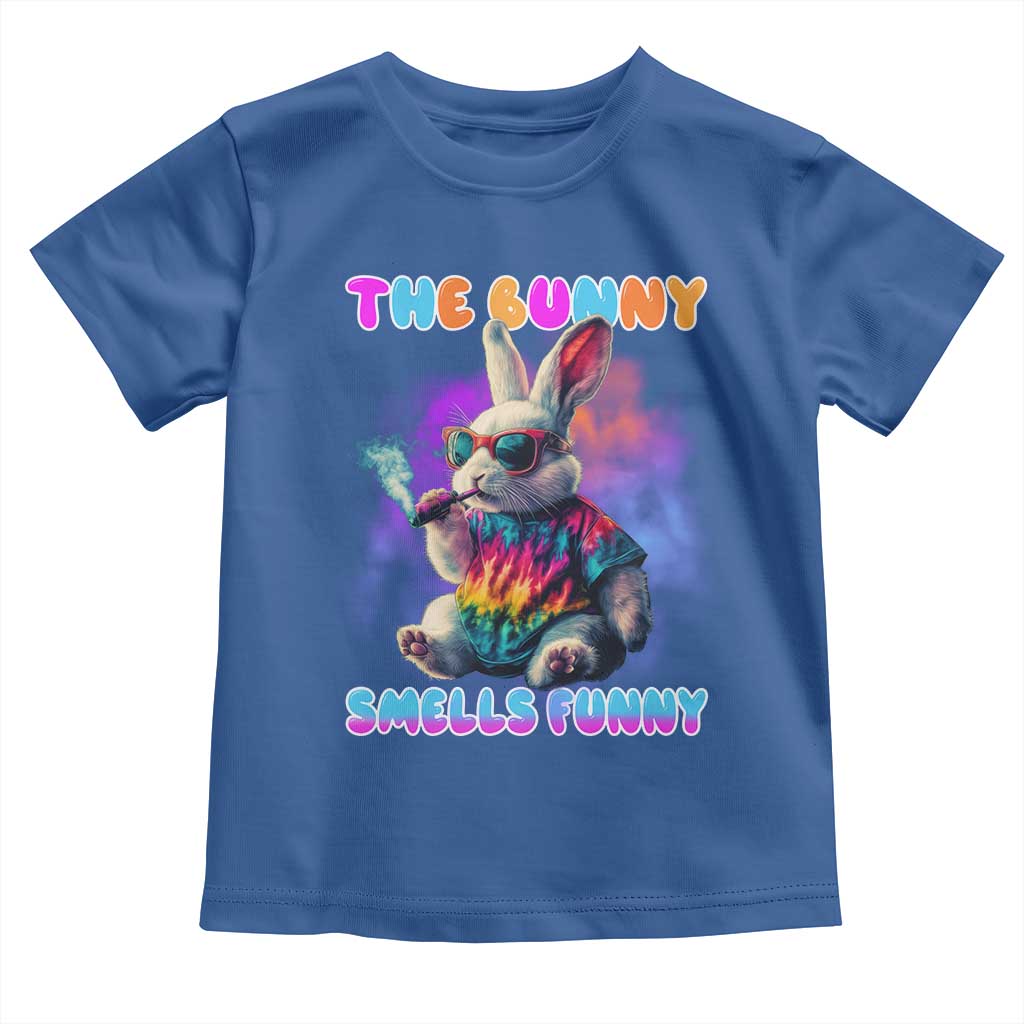 Happy 420 Easter Toddler T Shirt Funny Smoking Easter Bunny Smells Funny Easter TS10 Royal Blue Print Your Wear