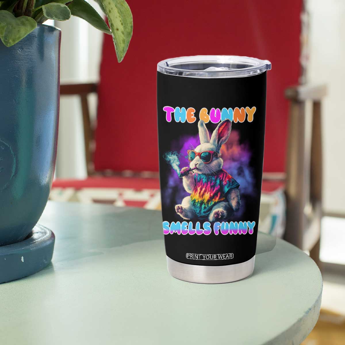 Happy 420 Easter Tumbler Cup Funny Smoking Easter Bunny Smells Funny Easter TS10 Print Your Wear