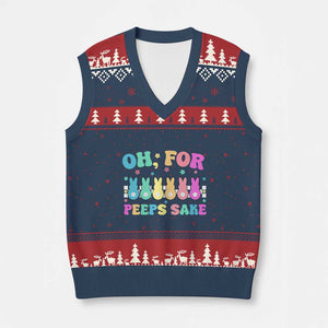 Oh For Peeps Sake Easter Bunny V-Neck Knit Sweater Vest TS10 Navy Red Print Your Wear