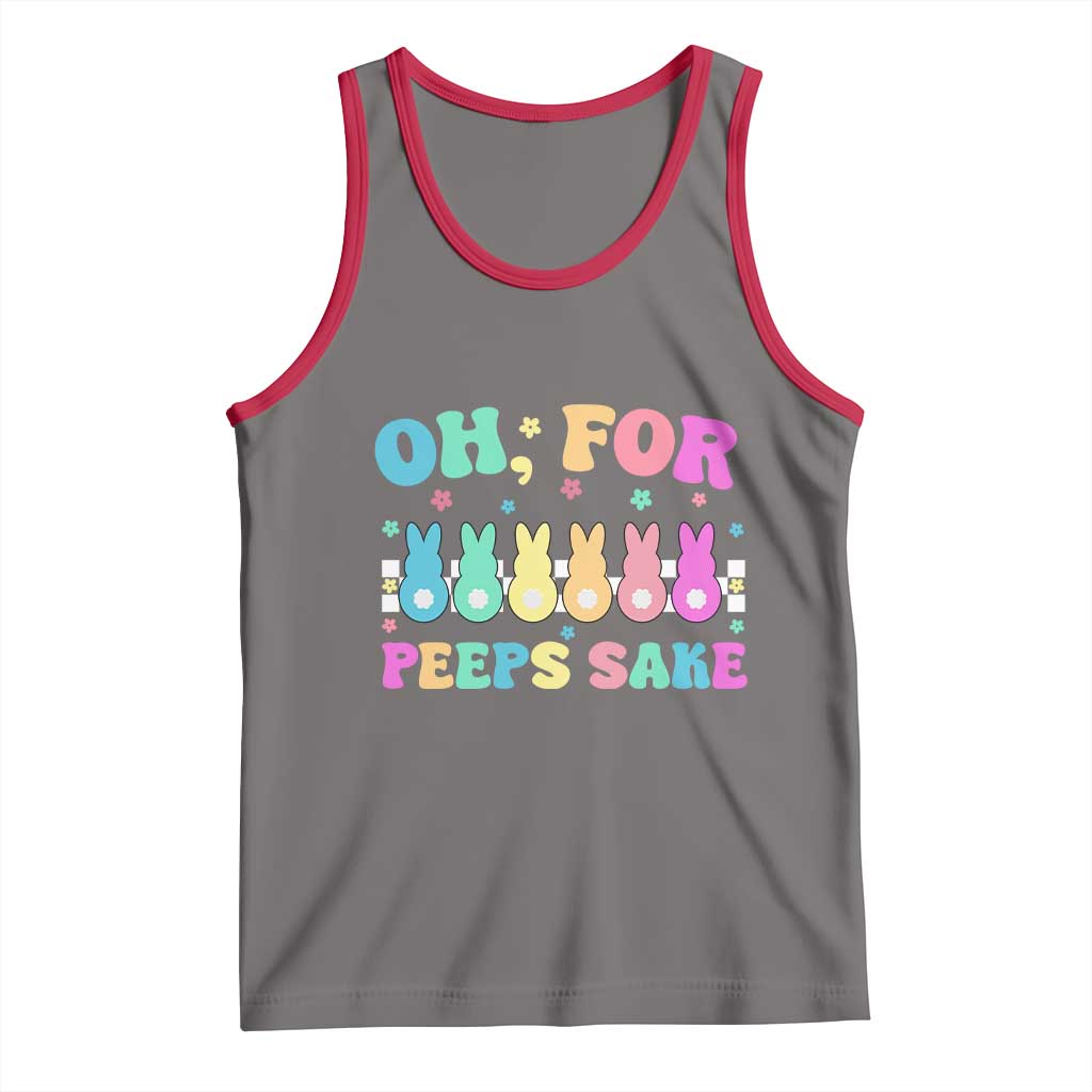 Oh For Peeps Sake Easter Bunny Tank Top TS10 Deep Heather Red Print Your Wear