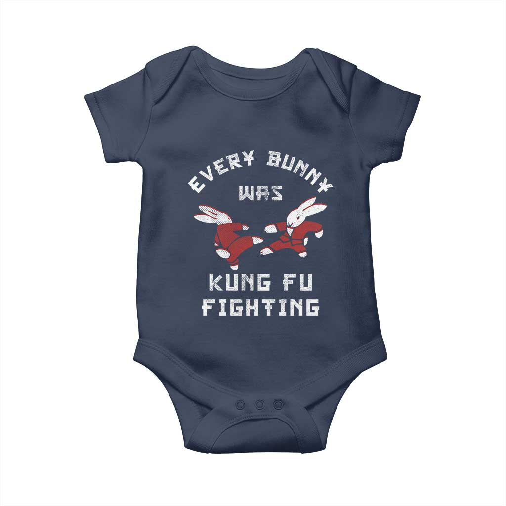 Every Bunny Was Kung Fu Fighting Baby Onesie Funny Cool Easter Graphic TS10 Navy Print Your Wear