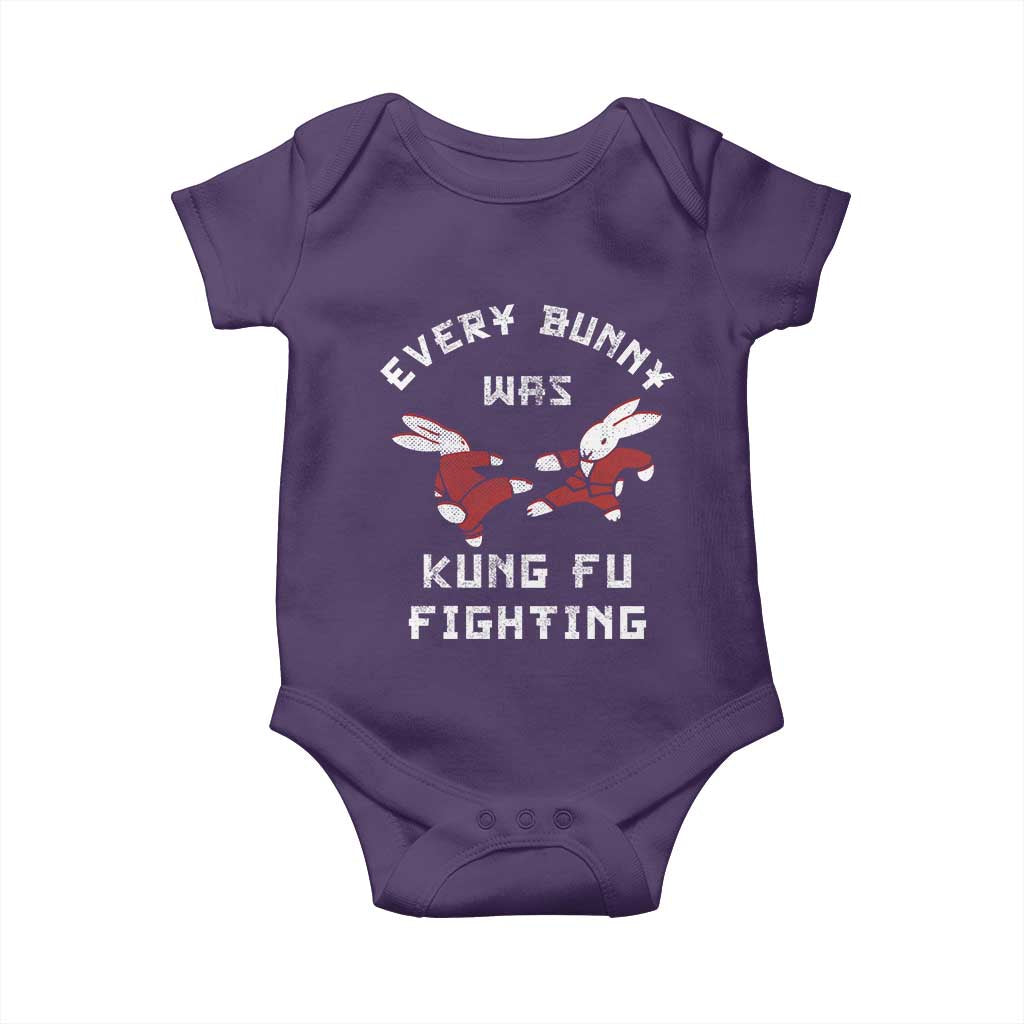 Every Bunny Was Kung Fu Fighting Baby Onesie Funny Cool Easter Graphic TS10 Purple Print Your Wear