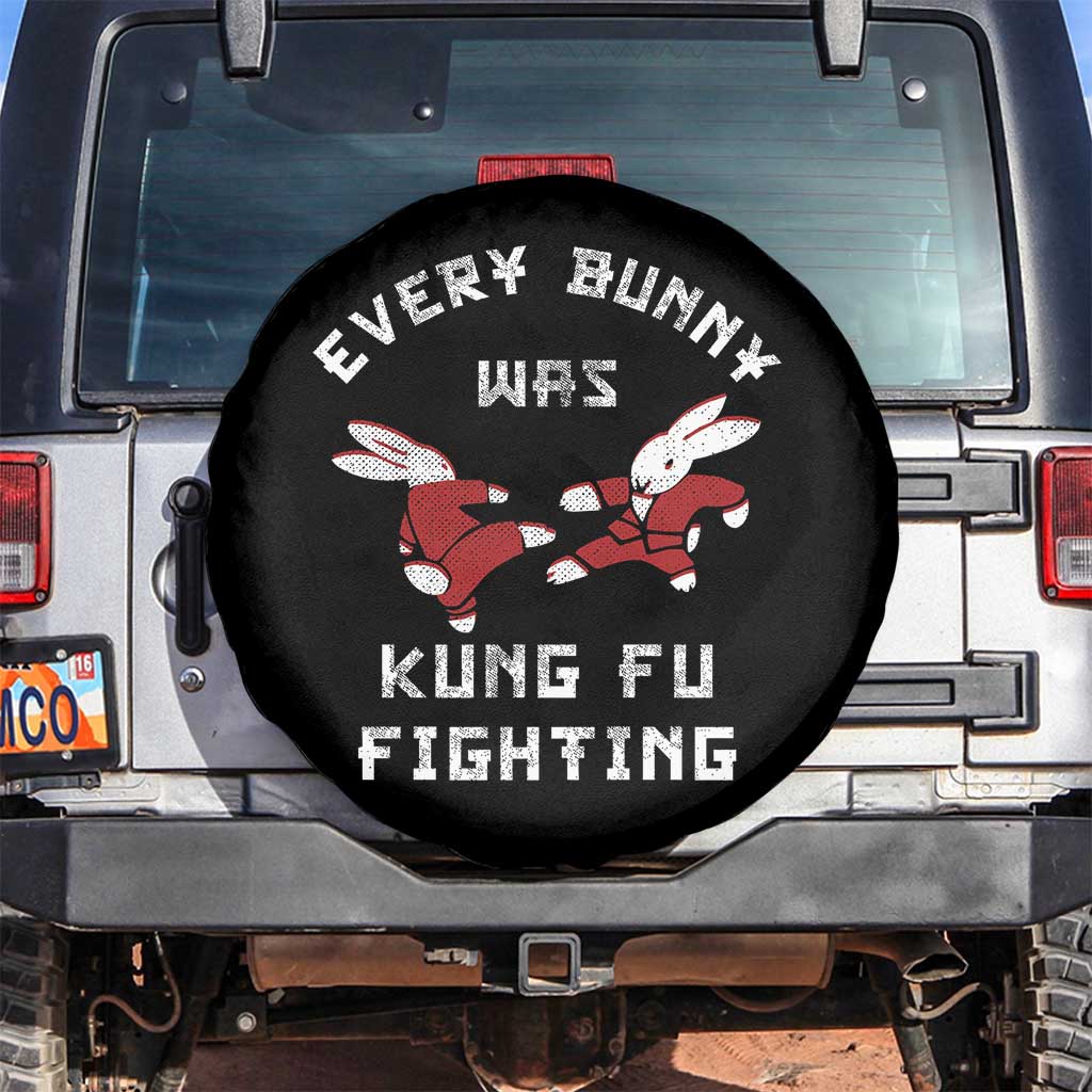 Every Bunny Was Kung Fu Fighting Spare Tire Cover Funny Cool Easter Graphic TS10 No hole Black Print Your Wear