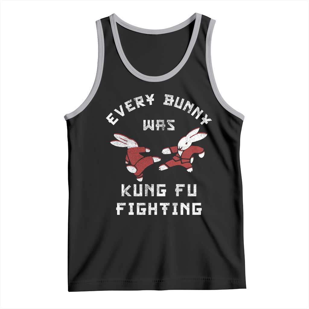 Every Bunny Was Kung Fu Fighting Tank Top Funny Cool Easter Graphic TS10 Black Athletic Heather Print Your Wear