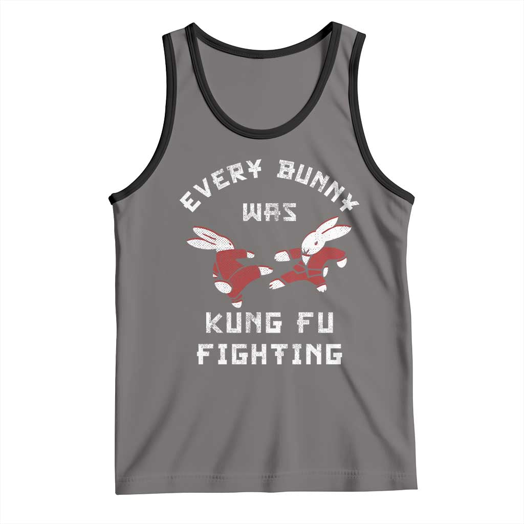 Every Bunny Was Kung Fu Fighting Tank Top Funny Cool Easter Graphic TS10 Deep Heather Black Print Your Wear