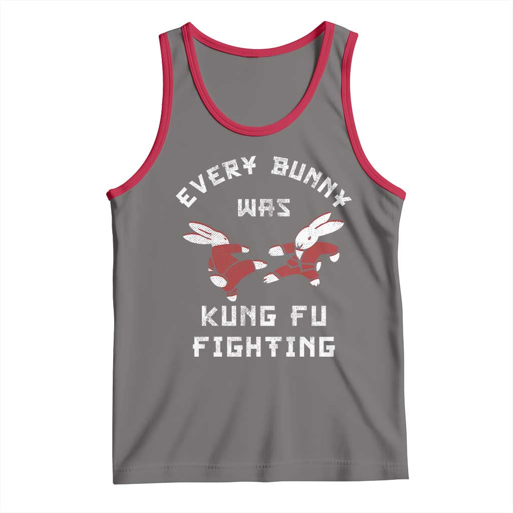 Every Bunny Was Kung Fu Fighting Tank Top Funny Cool Easter Graphic TS10 Deep Heather Red Print Your Wear