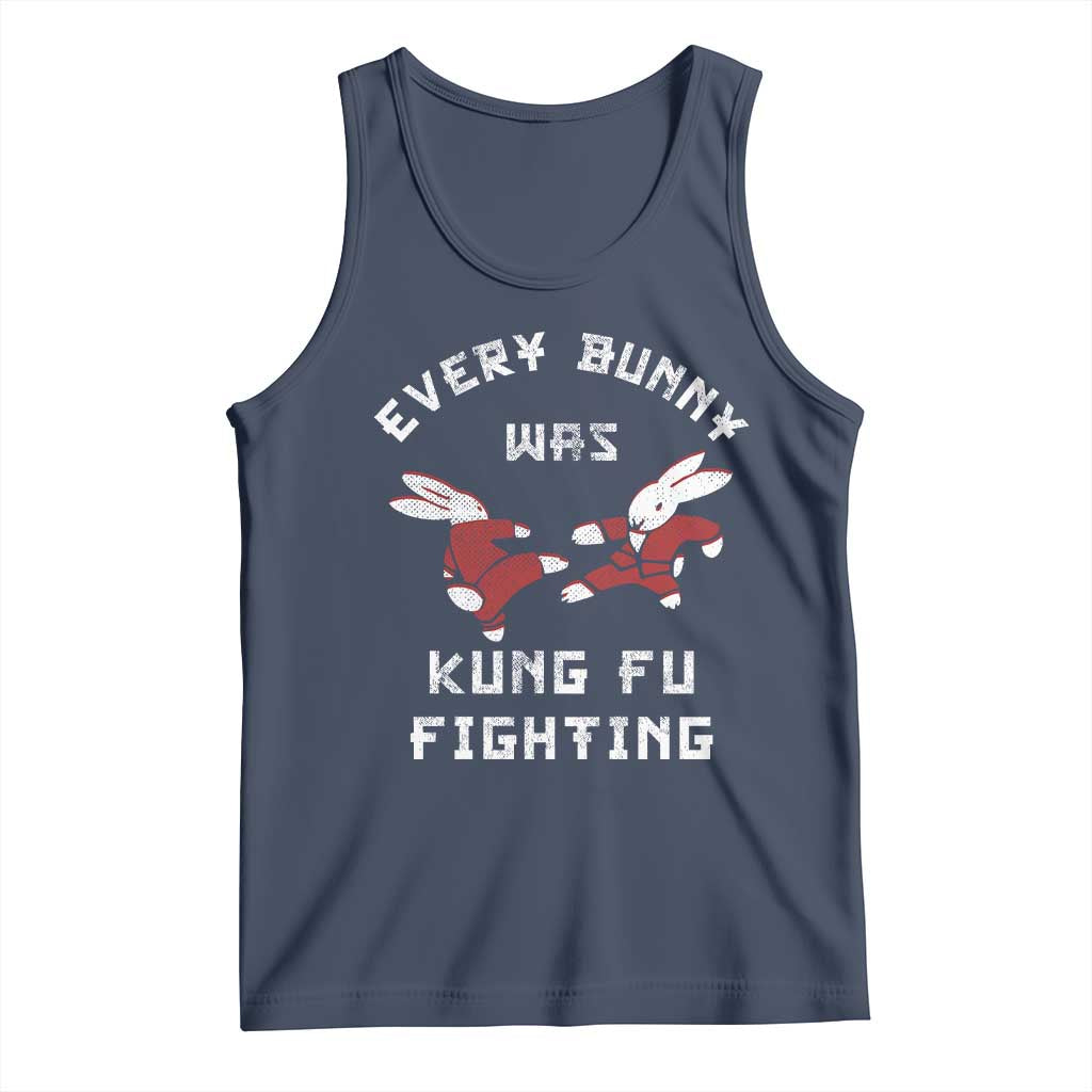 Every Bunny Was Kung Fu Fighting Tank Top Funny Cool Easter Graphic TS10 Navy Print Your Wear