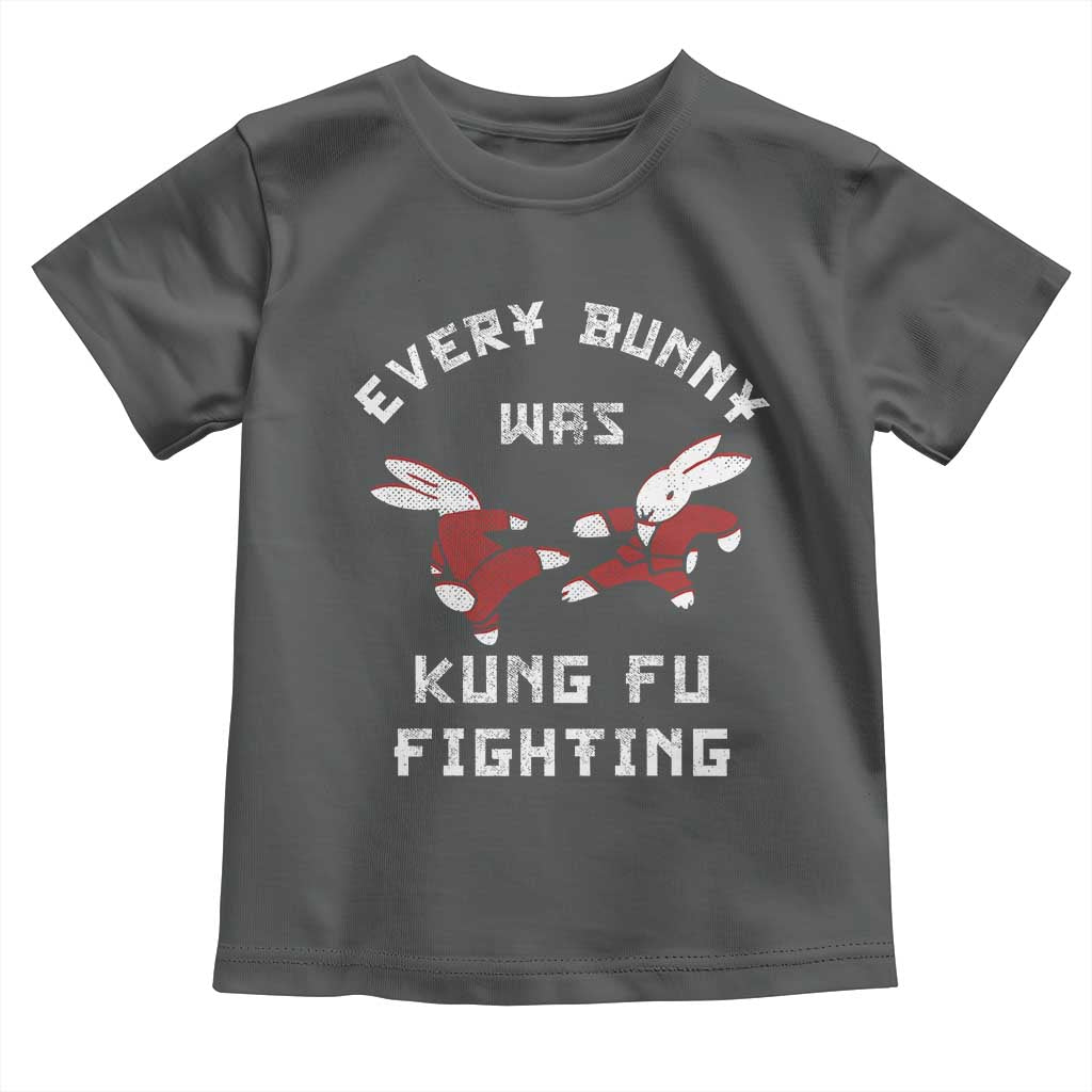Every Bunny Was Kung Fu Fighting Toddler T Shirt Funny Cool Easter Graphic TS10 Dark Heather Print Your Wear