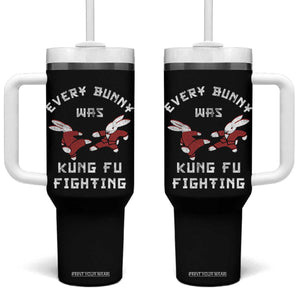 Every Bunny Was Kung Fu Fighting Tumbler With Handle Funny Cool Easter Graphic TS10 One Size: 40 oz Black Print Your Wear
