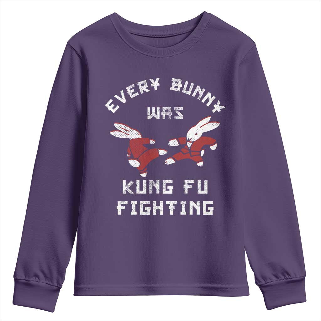Every Bunny Was Kung Fu Fighting Youth Sweatshirt Funny Cool Easter Graphic TS10 Purple Print Your Wear
