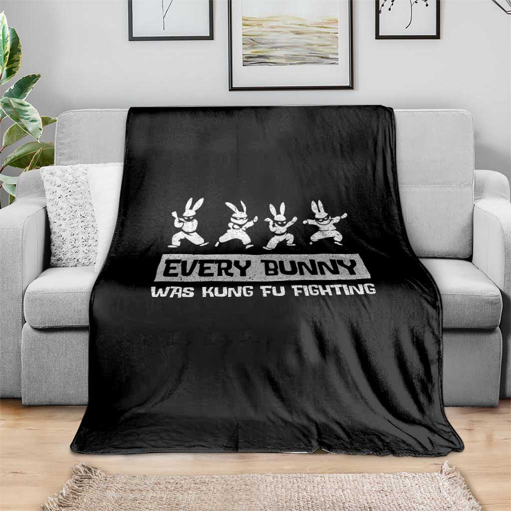 Bunny Kung Fu Fighting Throw Blanket Funny Easter Vintage Graphic TS10 Print Your Wear