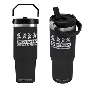 Bunny Kung Fu Fighting Flip Straw Tumbler Funny Easter Vintage Graphic TS10 One Size: 30 oz Black Print Your Wear