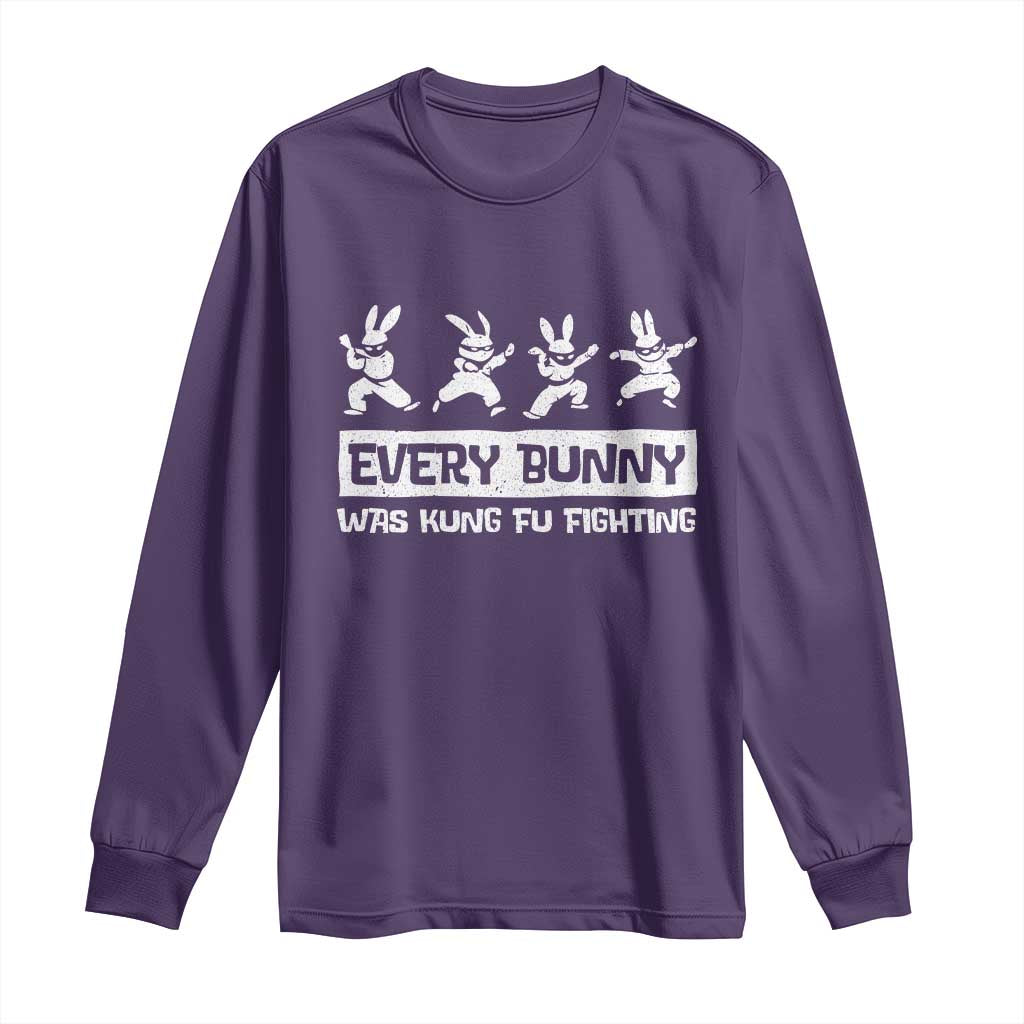 Bunny Kung Fu Fighting Long Sleeve Shirt Funny Easter Vintage Graphic TS10 Purple Print Your Wear