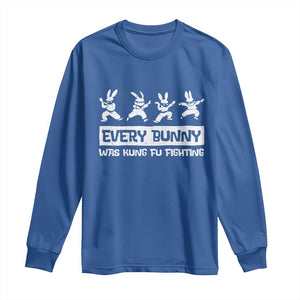 Bunny Kung Fu Fighting Long Sleeve Shirt Funny Easter Vintage Graphic TS10 Royal Blue Print Your Wear