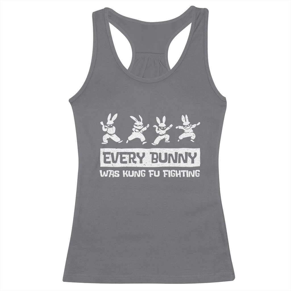 Bunny Kung Fu Fighting Racerback Tank Top Funny Easter Vintage Graphic TS10 Charcoal Print Your Wear