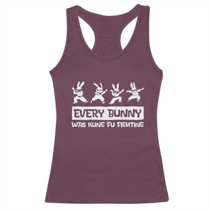 Bunny Kung Fu Fighting Racerback Tank Top Funny Easter Vintage Graphic TS10 Maroon Print Your Wear