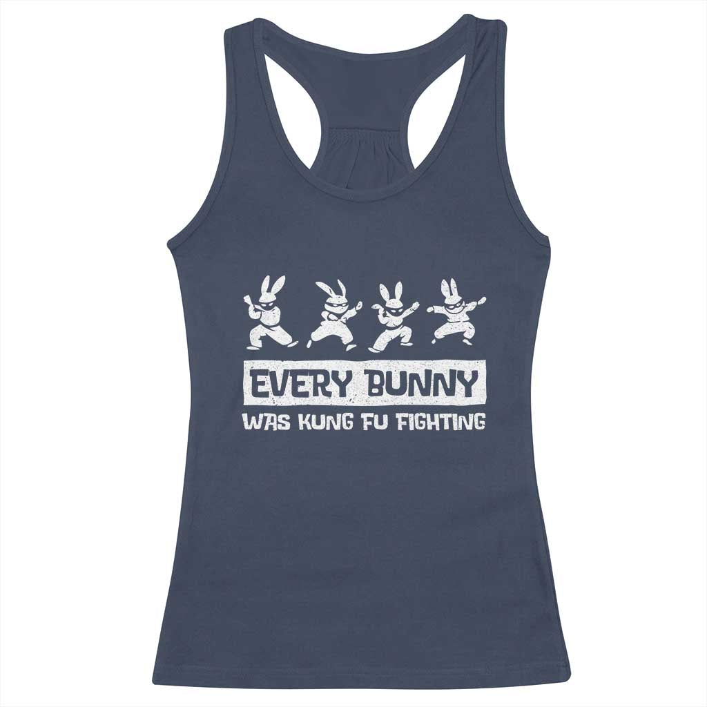 Bunny Kung Fu Fighting Racerback Tank Top Funny Easter Vintage Graphic TS10 Navy Print Your Wear