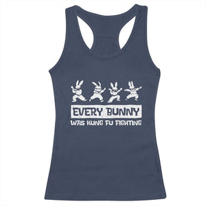 Bunny Kung Fu Fighting Racerback Tank Top Funny Easter Vintage Graphic TS10 Navy Print Your Wear